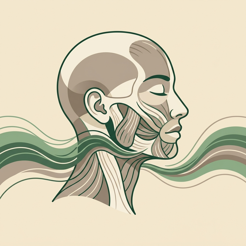 Ilustración de la relajación de la mandíbula y el cuello